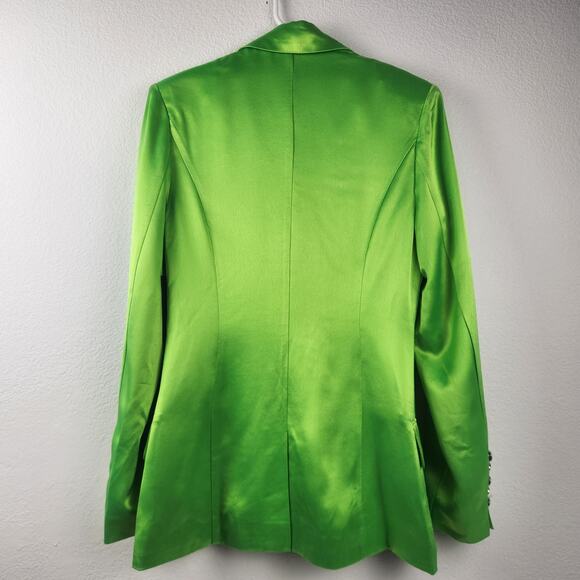 Retrofete Saige Double Breasted Blazer in Lime Punch Green Size Small NWT Satin - Picture 6 of 15